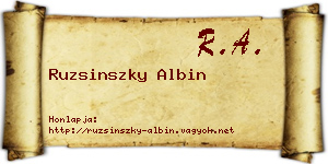 Ruzsinszky Albin névjegykártya